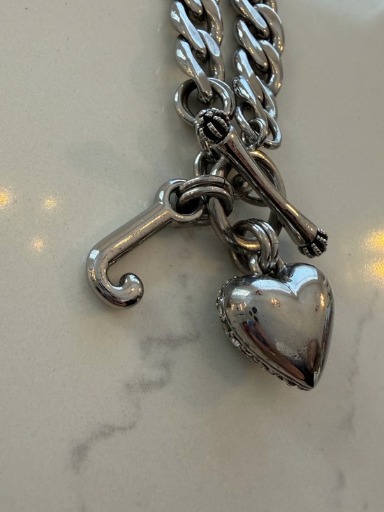 Juicy Couture Silver-Tone Chunky Chain Necklace with Crystal Heart Charm - Picture 3 of 3